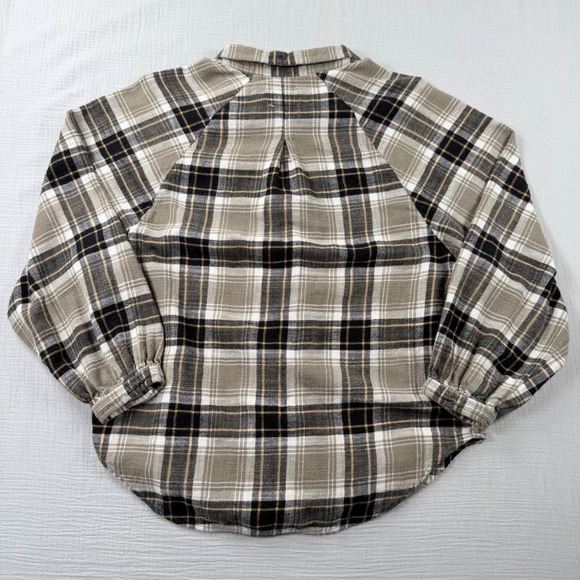 Vtg Y2k American Eagle Womens Sz Med Plaid Flannel Button Up Shirt Brown Black - Picture 3 of 8